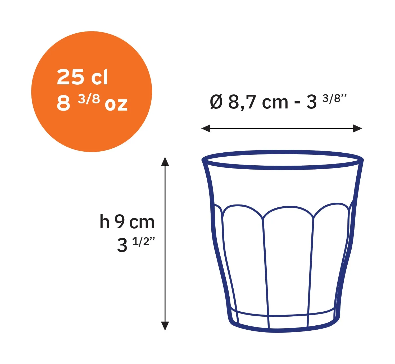 Black Glass Tumbler - Set of 6